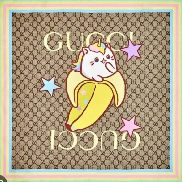 Gucci Accessories - NWT Gucci Multicolor Cat and Banana Scarf